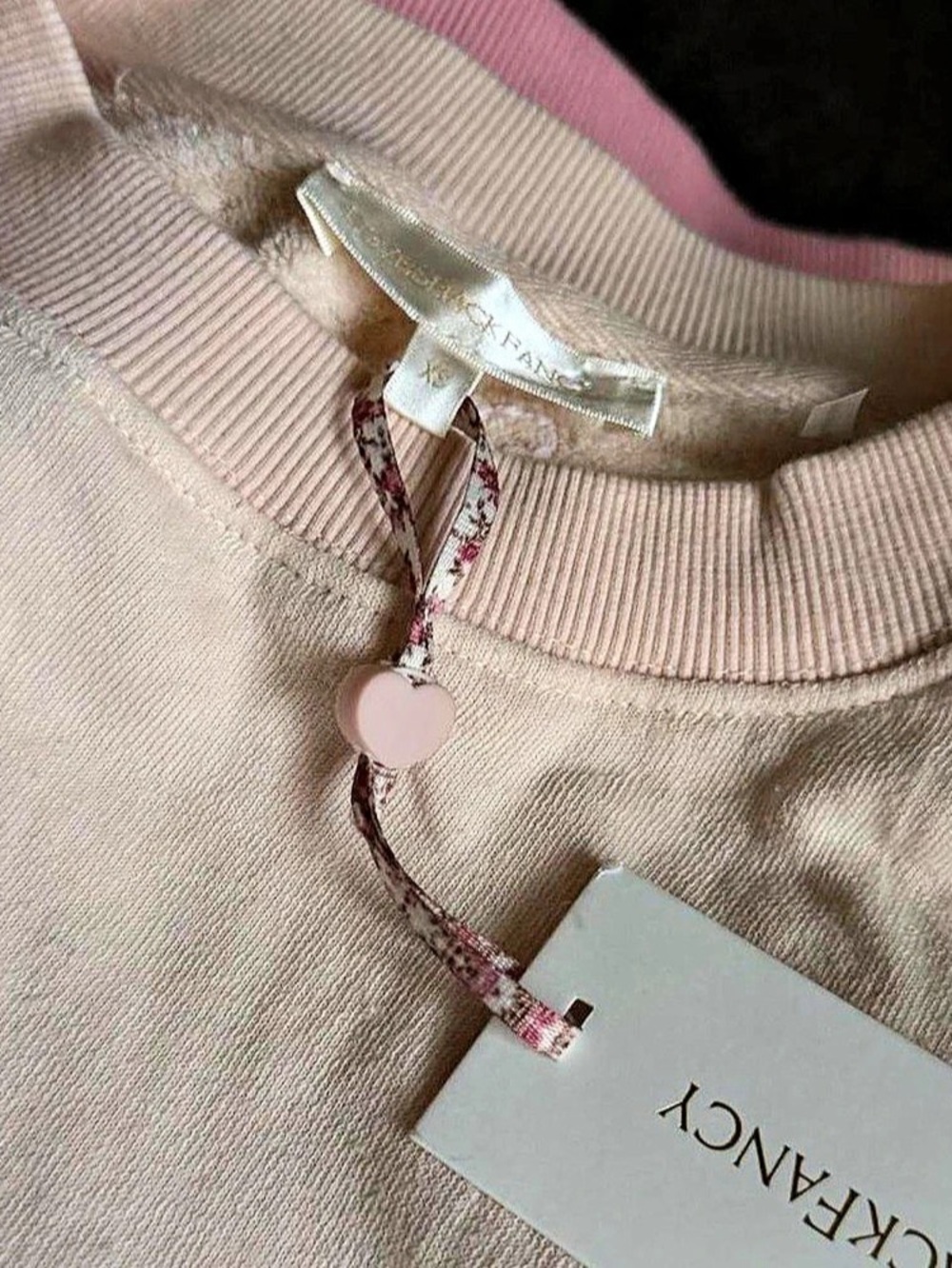 LoveShackFancy Ombre Crewneck Sweatshirt in Pink & White NWT